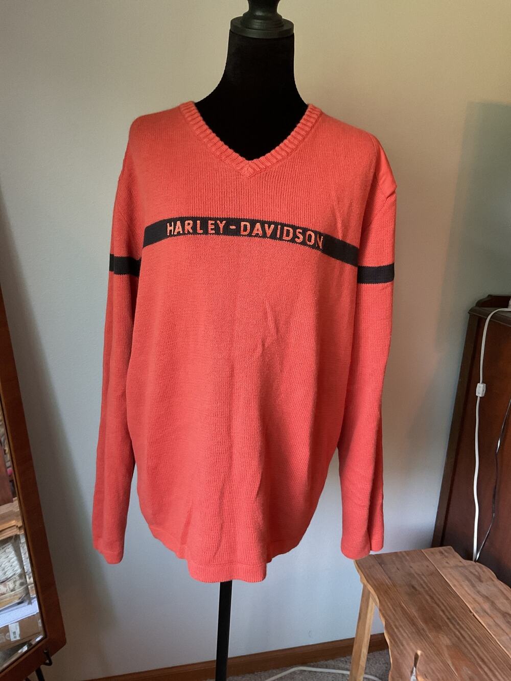 Vintage Harley-Davidson Women's 2W Ribbed Knit Pullover Sweater Orange